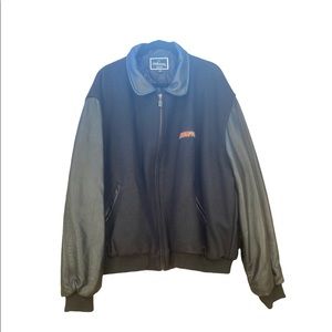 Vintage Holloway 104.7 KISSFM wool and leather bomber jacket